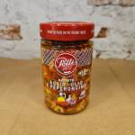 Salsa Aglio, Olio e Peperoncino Polli en frasco con guindillas y ajo.