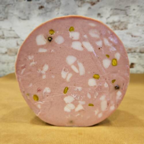 Mortadella di Bologna con pistachos IGP, embutido italiano gourmet para comprar online en Valencia y toda España.