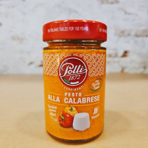 Pesto alla Calabrese Polli en frasco de cristal con pimientos y ricotta