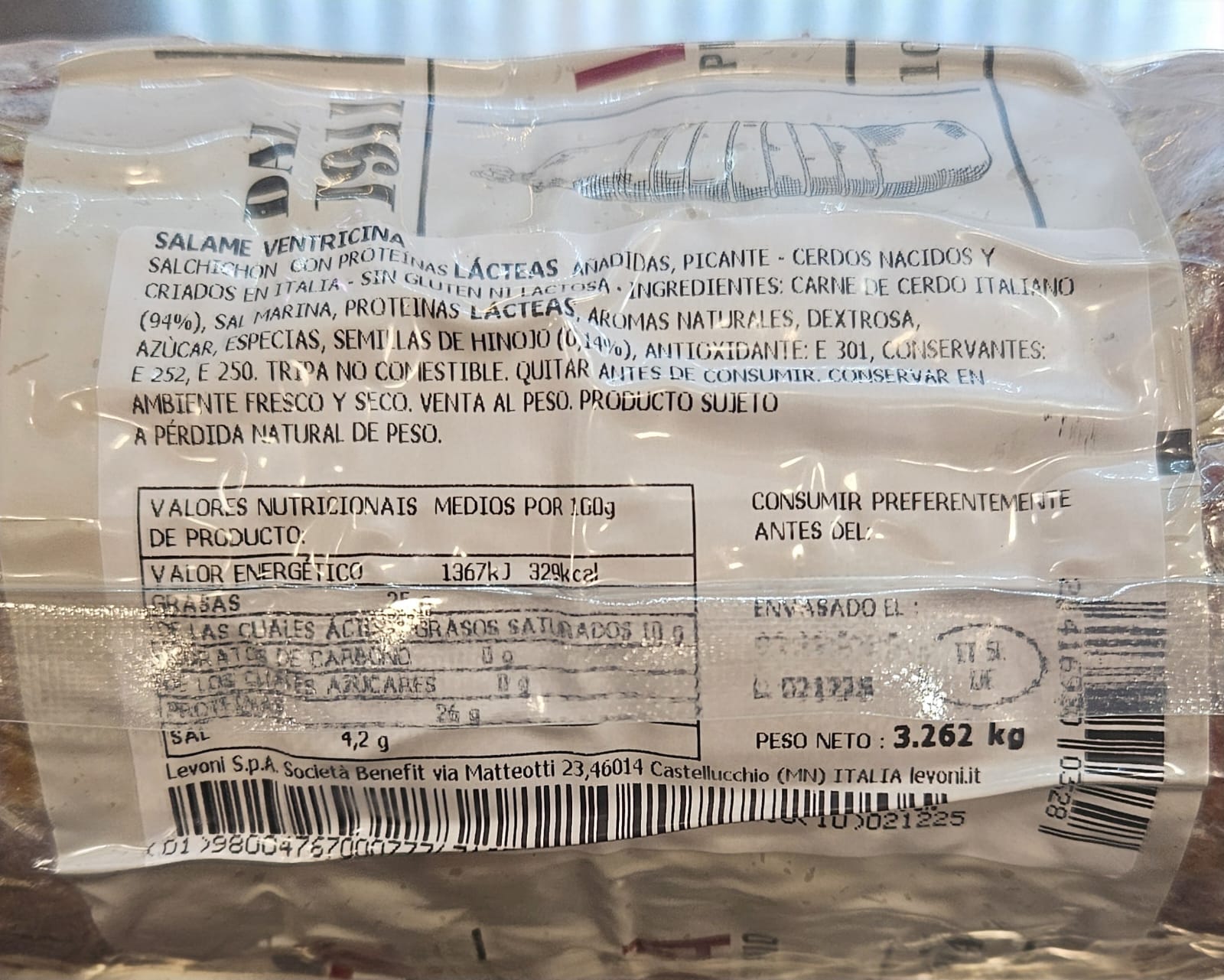 Ventricina Piccante Italiana Artesanal | Salame picante de Abruzzo - Imagen 3
